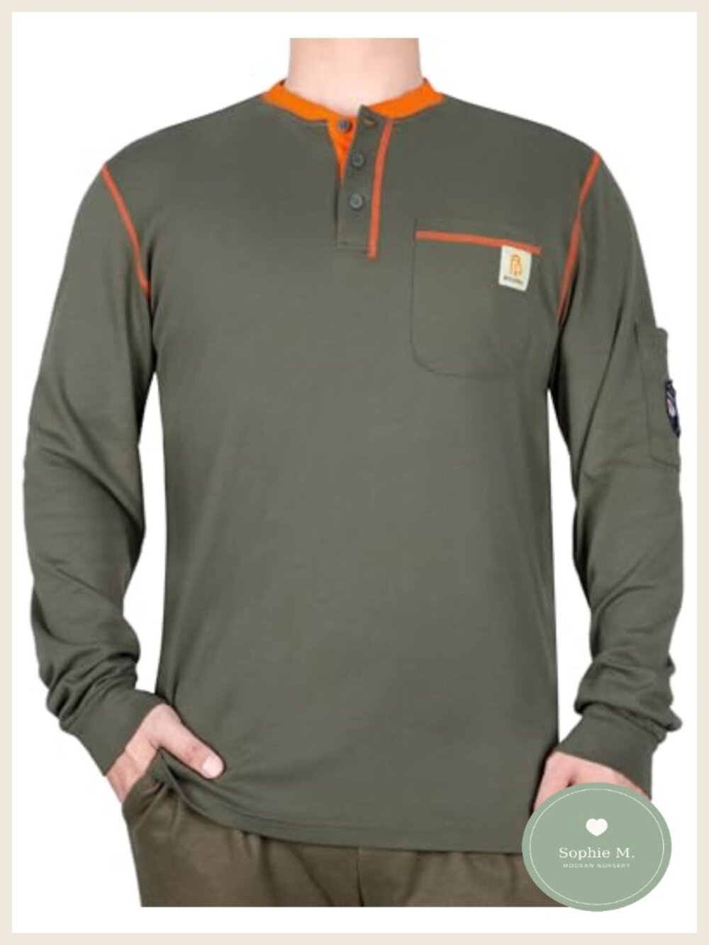FR Men's Long Sleeve Henley Shirt Cotton Work Utility Safety Top